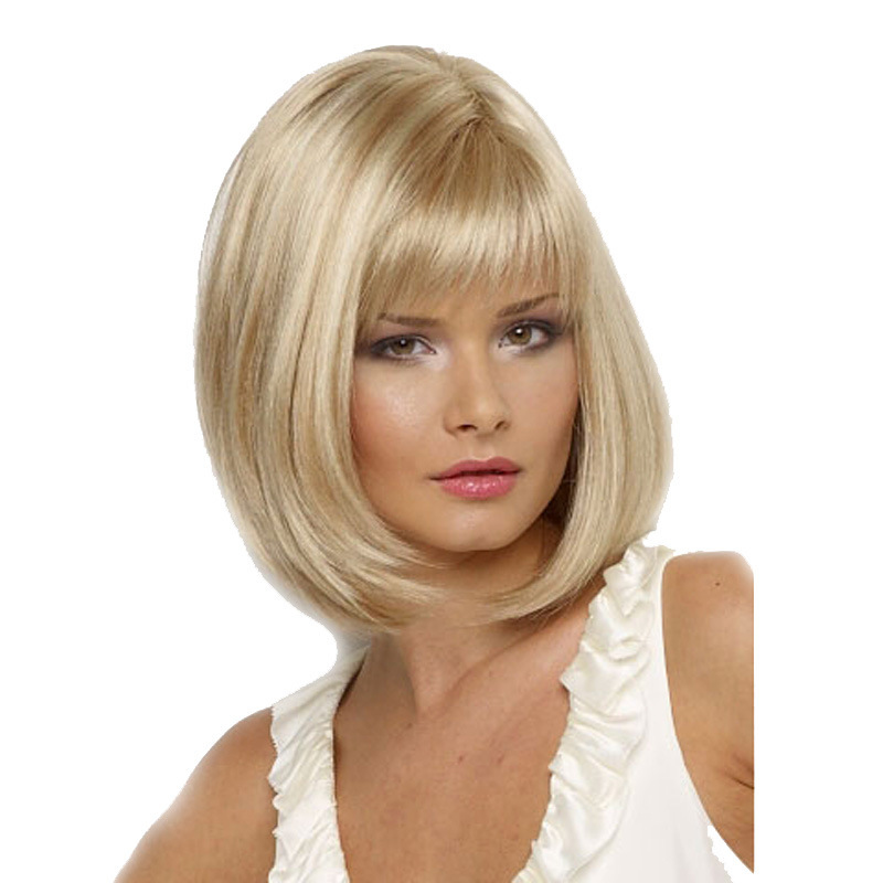 European and American bobo wig women's short straight hair light blonde AliExpress Amazon fashion European and American African wig headgear