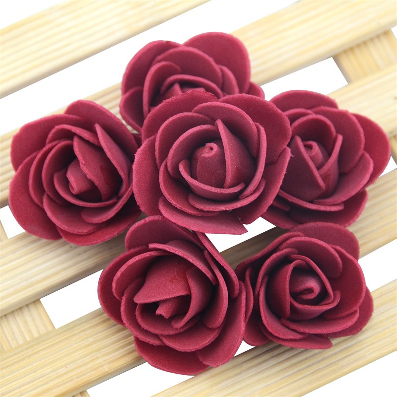 Factory direct pe simulation 3.5cm foam flower DIY bear accessories rose flower head wedding fake wreath wholesale