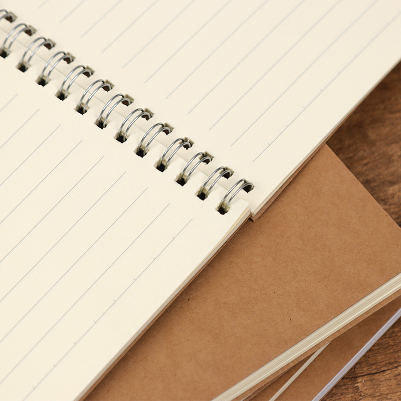 Kraft paper coil book A5 grid horizontal line blank notebook student notepad in stock notebook custom logo