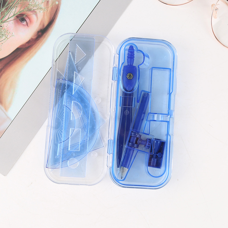 Wholesale student ruler compasses set geometry drawing drawing boxed compasses measuring compasses size set