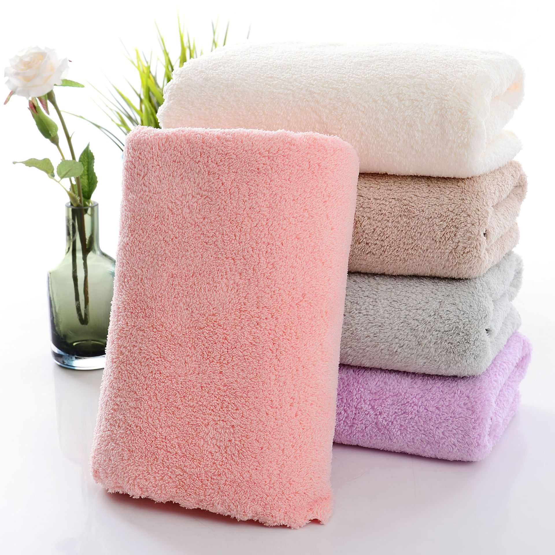 Coral Fleece Towel Plain Wash Face Towel Soft Absorbent Gift Household Not Easy to Send