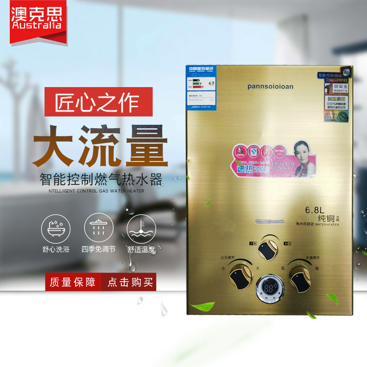 Производитель предлагает газовый водонагреватель для дома Aokosi, экономичный, с постоянной температурой, принудительная вытяжка, моментальный обогрев воды