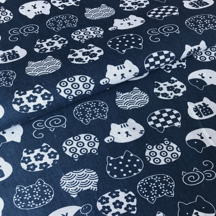 Factory Direct Batch Thickeneded Fabric Canvas Printing DIY Crafts Cloth Tablecloth Blue Bottom Cat