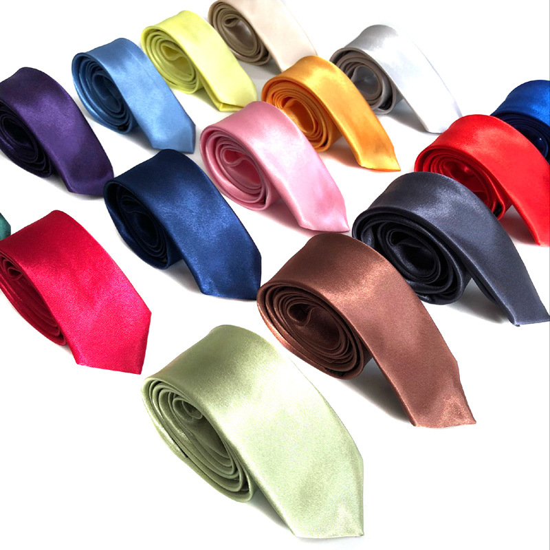 Men's tie 5cm narrow version jk plain student bright satin Group black tie Shengzhou factory outlet