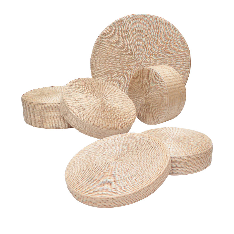 Round Straw Cattail Mat, Traditional Chinese Meditation Mat, Butt Mat, Futon, Tatami Cushion, Bay Window Meditation Cushion, Kneeling Tea Ceremony Mat