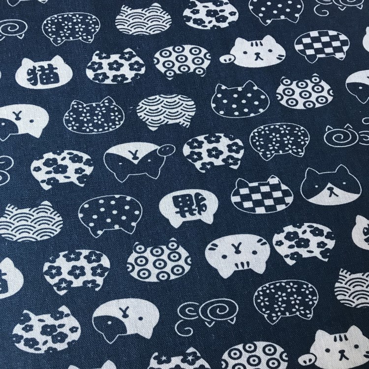 Factory Direct Batch Thickeneded Fabric Canvas Printing DIY Crafts Cloth Tablecloth Blue Bottom Cat