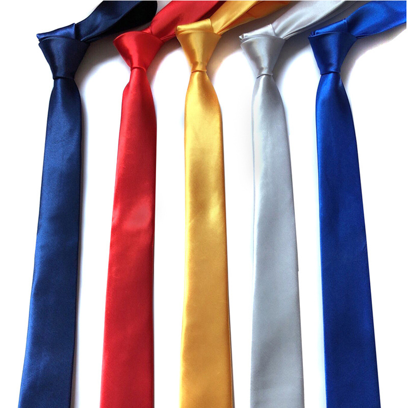 Men's tie 5cm narrow version jk plain student bright satin Group black tie Shengzhou factory outlet