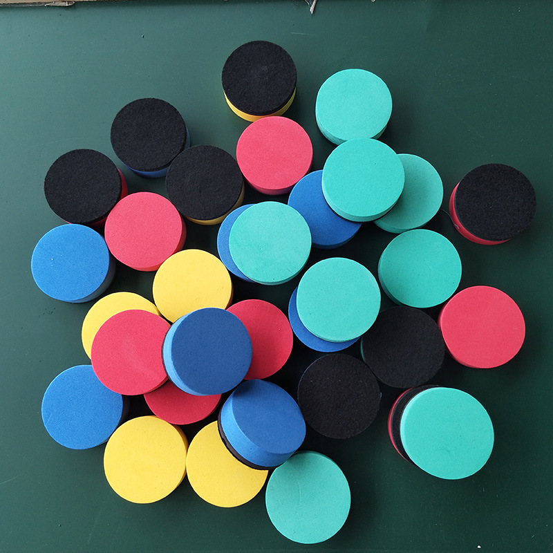 Factory direct white board eraser magnetic eva felt cloth board eraser color round 5*5*2 small board eraser in stock generation