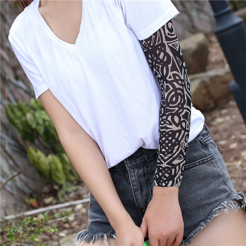Summer Tattoo Sunscreen Sleeves Outdoor Cycling Sports Breathable Tattoo Arm Fashion Realistic Seamless Cover Sleeves