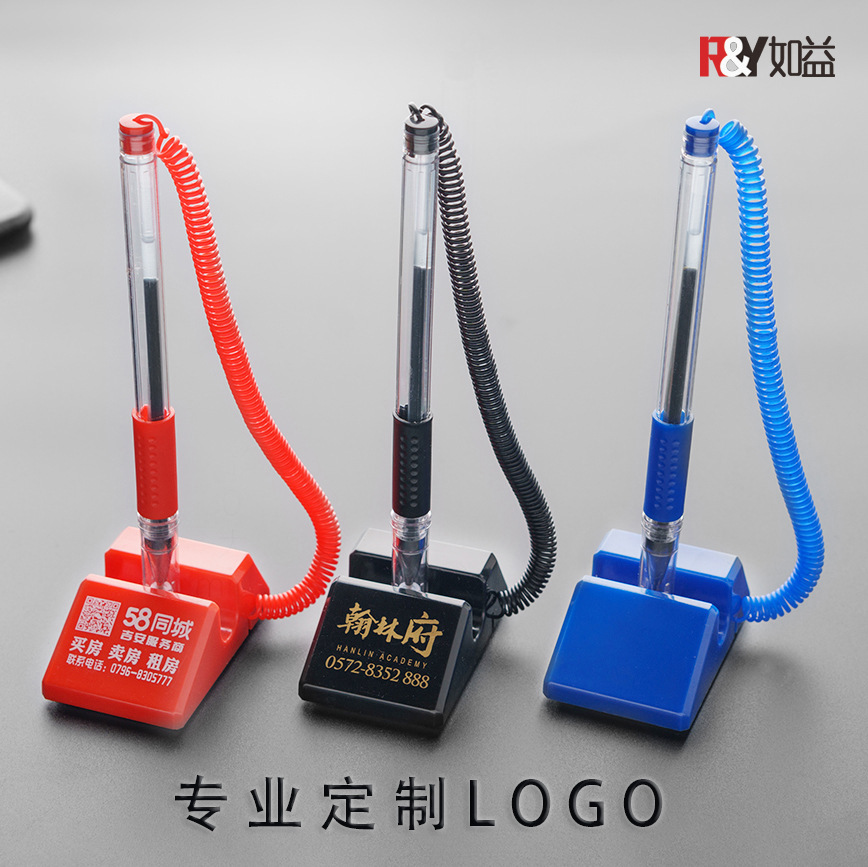 Настольная ручка с логотипом фиксированная для банковского стола на заказ