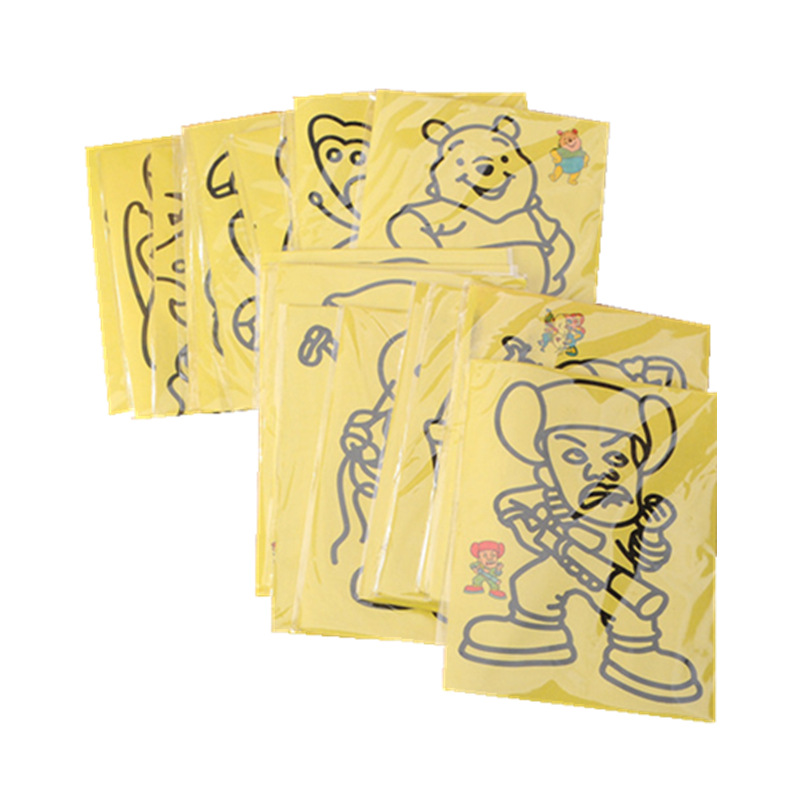 DIY Handmade Sand Painting Yellow Background Medium Sand Painting Size 12.5X16.8Cm Handmade Educational Kidsren's Coloring Painting