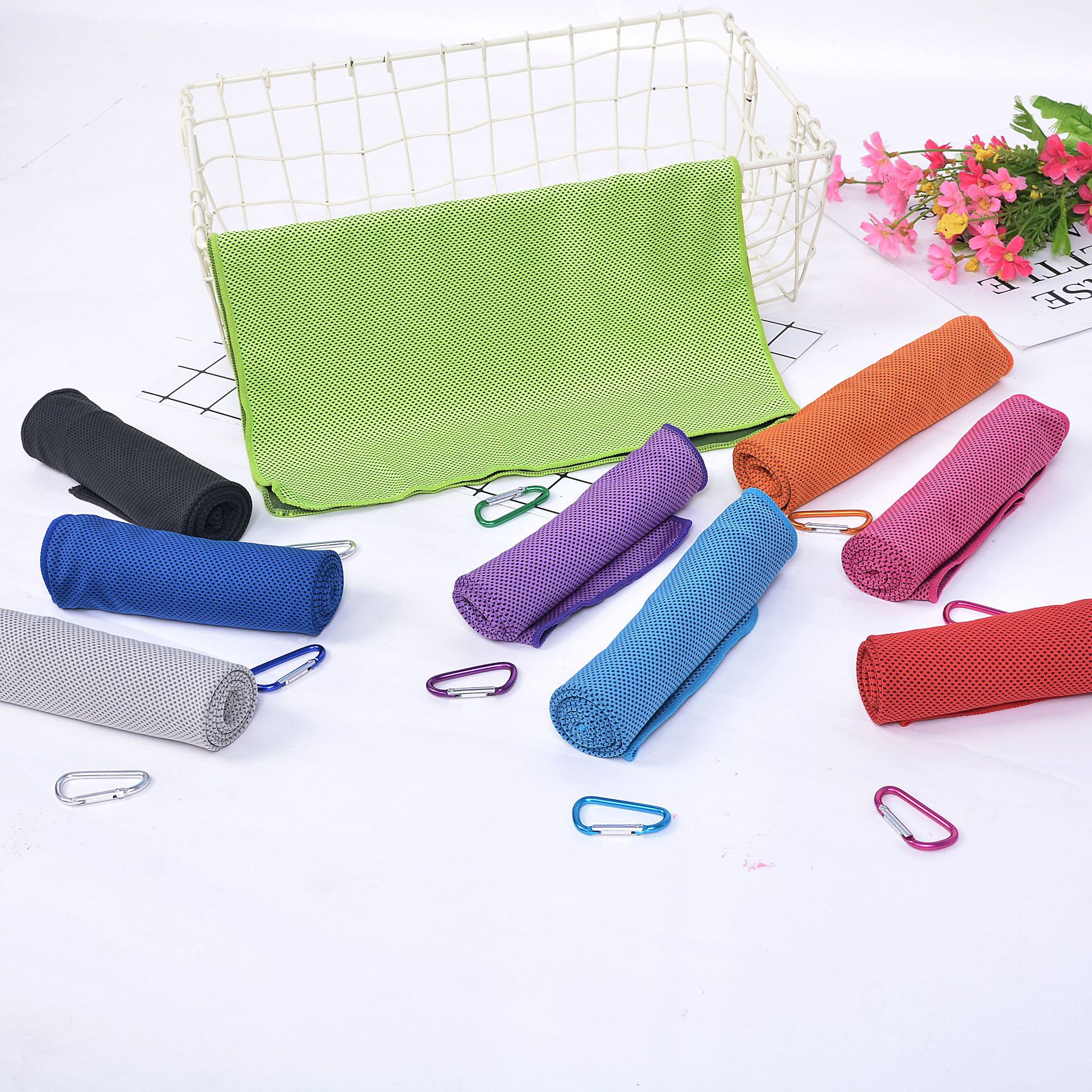 New outdoor ice cooling towel cooling artifact cold feeling sports towel summer cooling towel double layer cooling ice towel