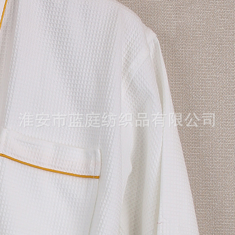 Pure Cotton Waffle Hotel White Bathrobe Beauty Salon Club SPA Cotton Long Thin Bathrobe for Men and Women