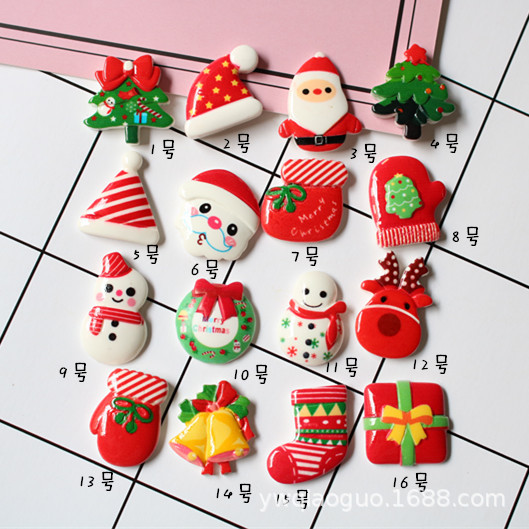 diy Christmas decoration accessories Santa Claus snowman crutch children hair accessories refrigerator sticker shoe hat decoration material