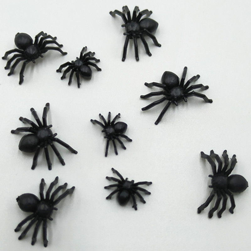 Fake little spider black luminous Halloween plastic toy accessories mini cotton little spider 3 specifications