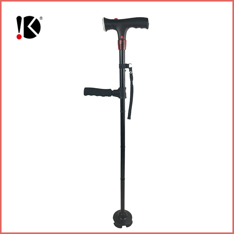 Aluminum Alloy with Alarm and Led Light with Double Handle for the Elderly, Telescopic and Foldableable Imitation Ankle Rotating Foot Plate