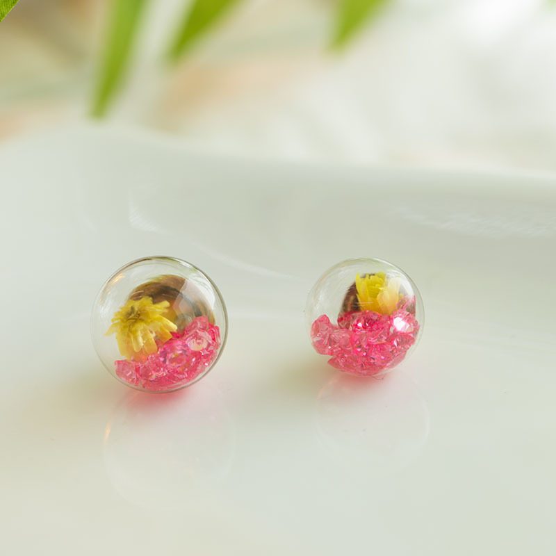 Classic Eternal Flower Glass Ball Pendant DIY Bracelet Necklace Earrings Jewelry Hair Accessories Pendant