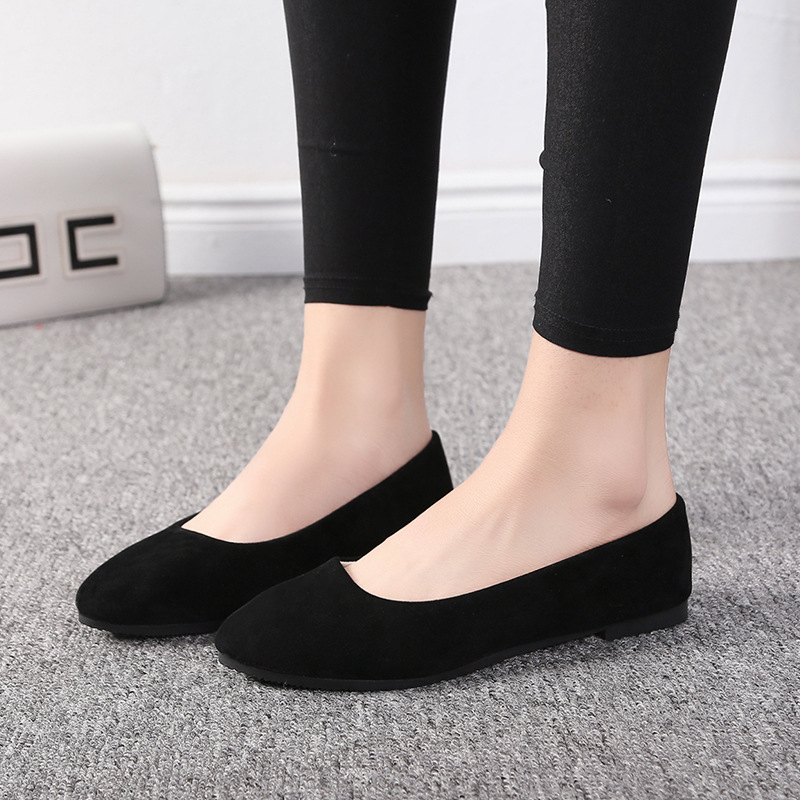 2025 Spring and Autumn New Suede Korean Style Pointed Toe Shoes Women's Candy Color Flat Women's Shoes Large Size Women 40-43 Foreign Trade