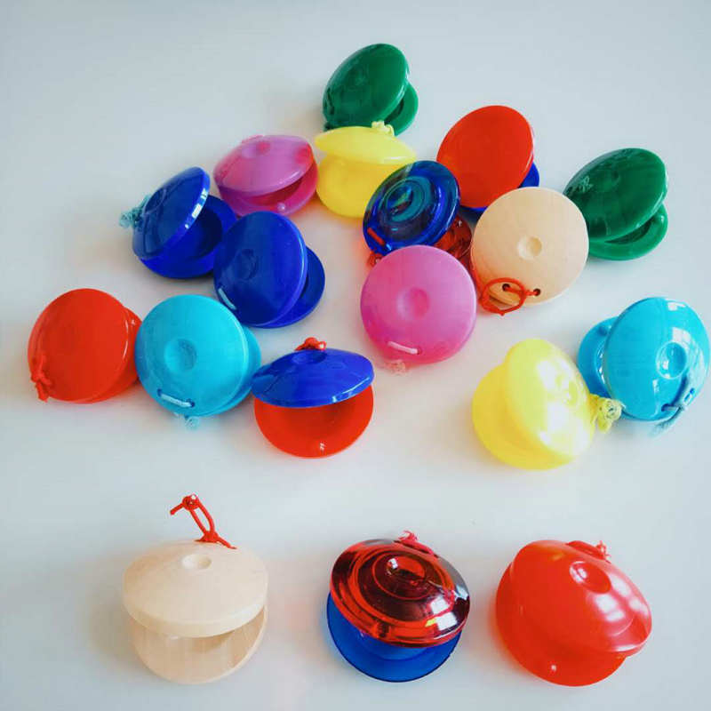 Factory wholesale Orff percussion plastic red and blue round dance board castanboard wooden board