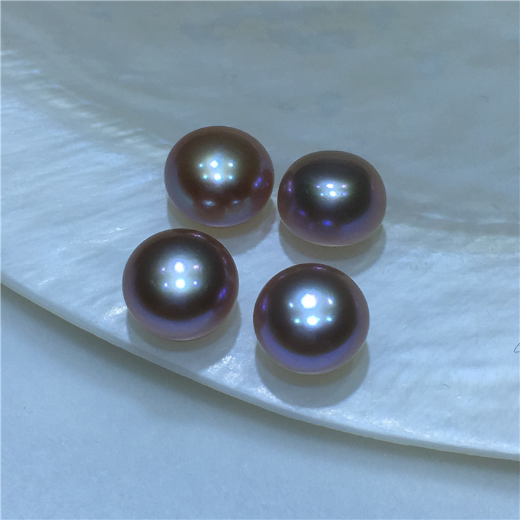 Grade 6A Freshwater Pearl Bread Beads Naked Beads Mirror Light Immaculate Semi-round Pearl Steamed Bread Beads Zhuji Pearl
