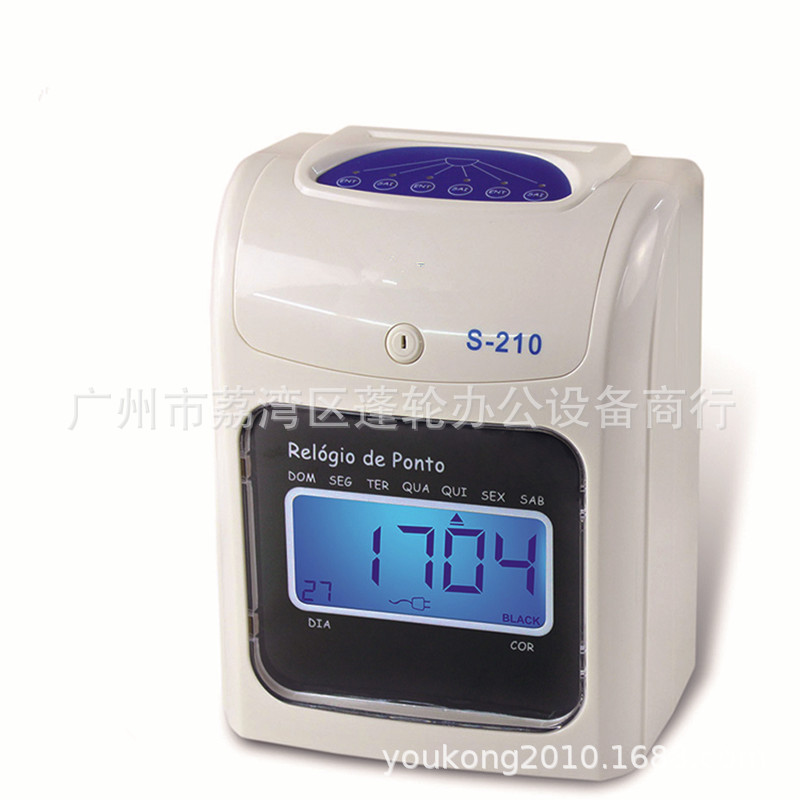 Английская версия машины учета рабочего времени S-210P машина для регистрации времени двухцветная автоматическая смена иностранная торговля LCD кнопочная карточная машина