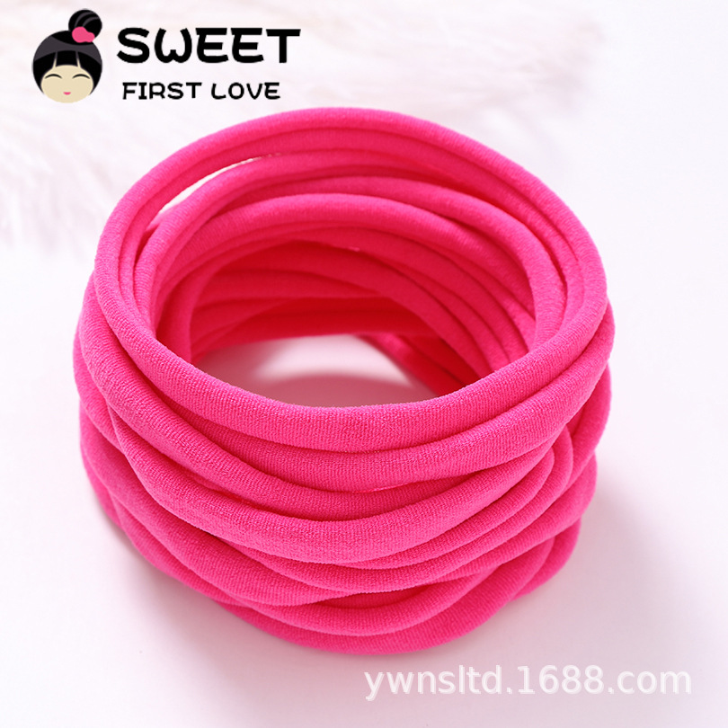 Cross-Border European and American Kidsren's Hair Band Ins Seamless Baby Hair Accessories Soft Nylon Elastic Hair Rope Baby Headband Accessories
