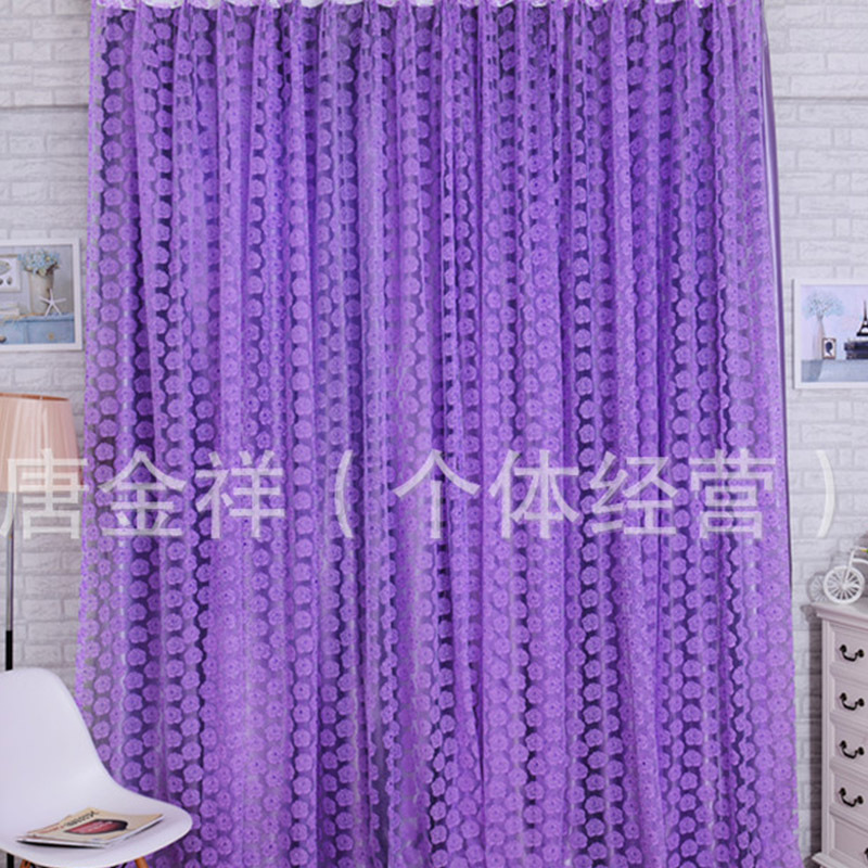 Fantasy Princess Pink Purple Rose Print Curtains No Punching Breathable Bedroom Study Window Screen Finished Gauze Curtains Wholesale