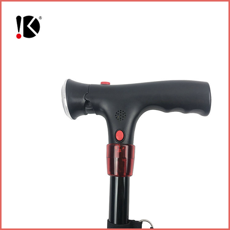 Aluminum Alloy with Alarm and Led Light with Double Handle for the Elderly, Telescopic and Foldableable Imitation Ankle Rotating Foot Plate