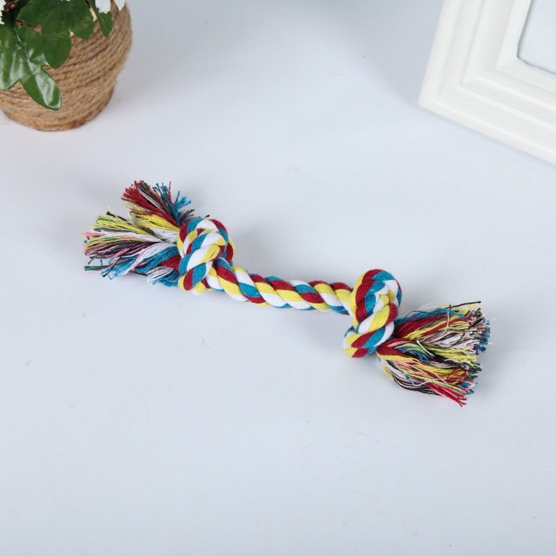 Pet dog bite rope toy dog knot grinding teeth bite resistant double knot cotton rope toy large and medium small size manufacturers wholesale