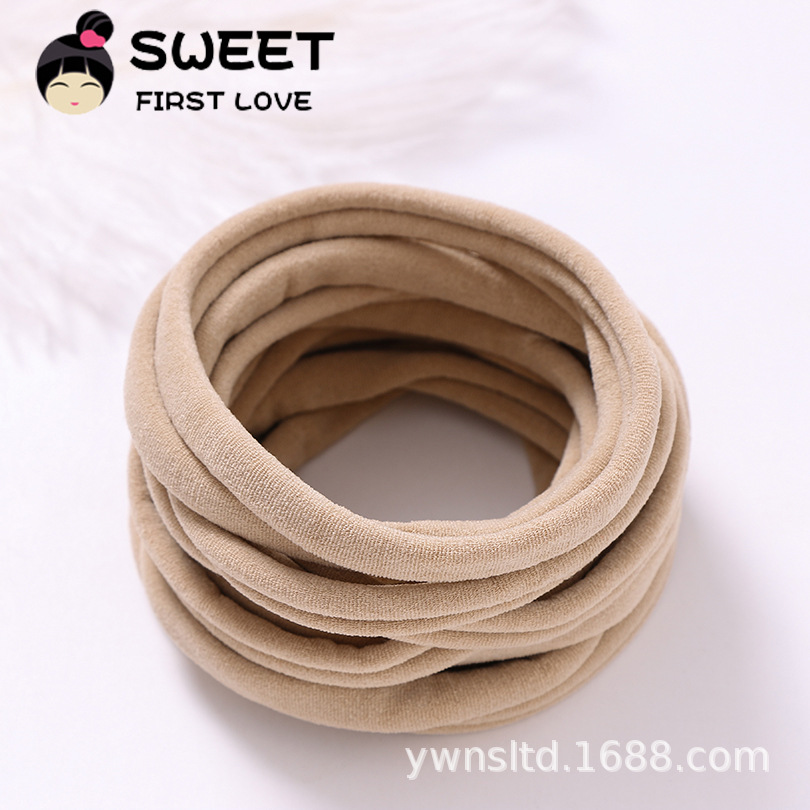 Cross-Border European and American Kidsren's Hair Band Ins Seamless Baby Hair Accessories Soft Nylon Elastic Hair Rope Baby Headband Accessories