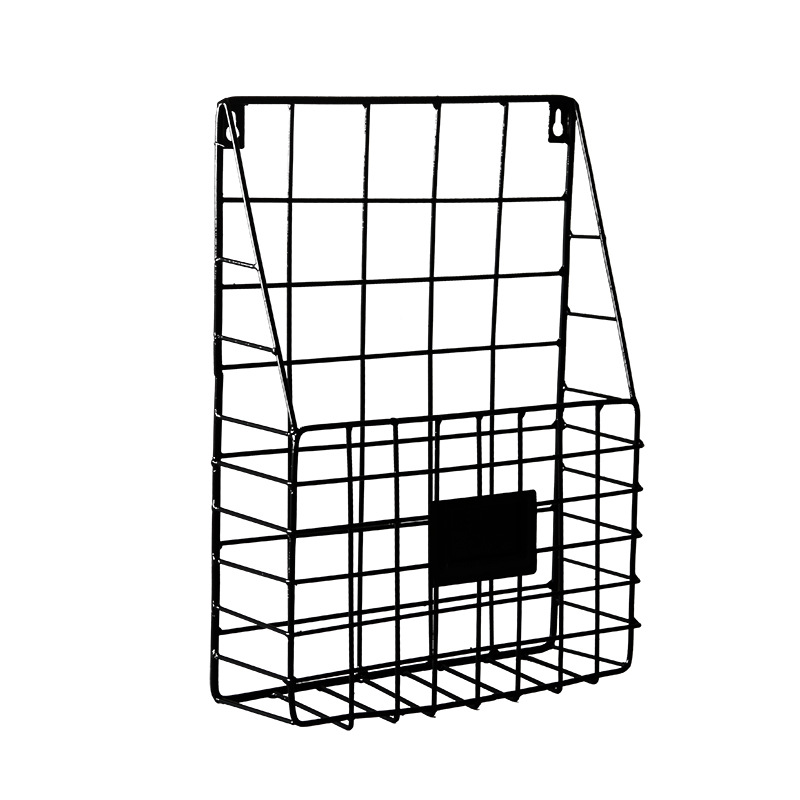 Wholesale creative simple iron grid newspaper rack home wall decoration wall newspaper and magazine storage bookshelf