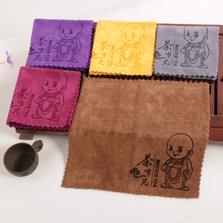 Tea Towel Thickened Absorbent Tea Towel Tea Table Rag Small Square Towel Kung Fu Tea Mat Pot Towel Independent Packaging Fixed Logo