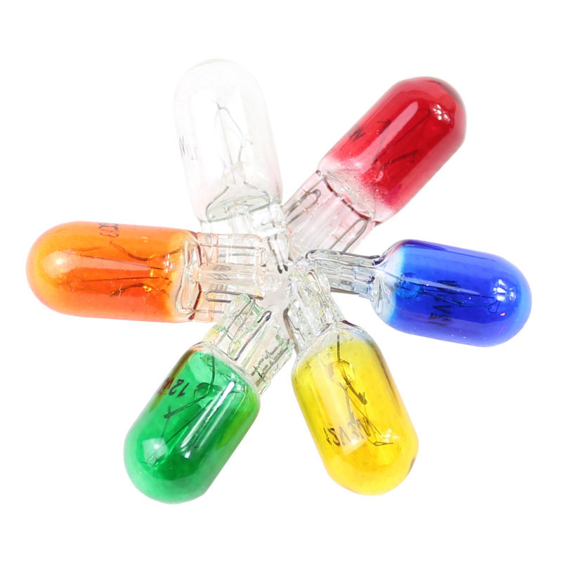 Лампа индикатора ширины автомобиля, лампа прибора T10 вставка пузырь 12v, лампа индикатора ширины, покрытая синим, янтарным, зеленым