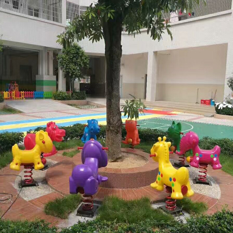 Kindergarten outdoor park community amusement facilities children rocking horse rocking music fixed spring single double Trojan