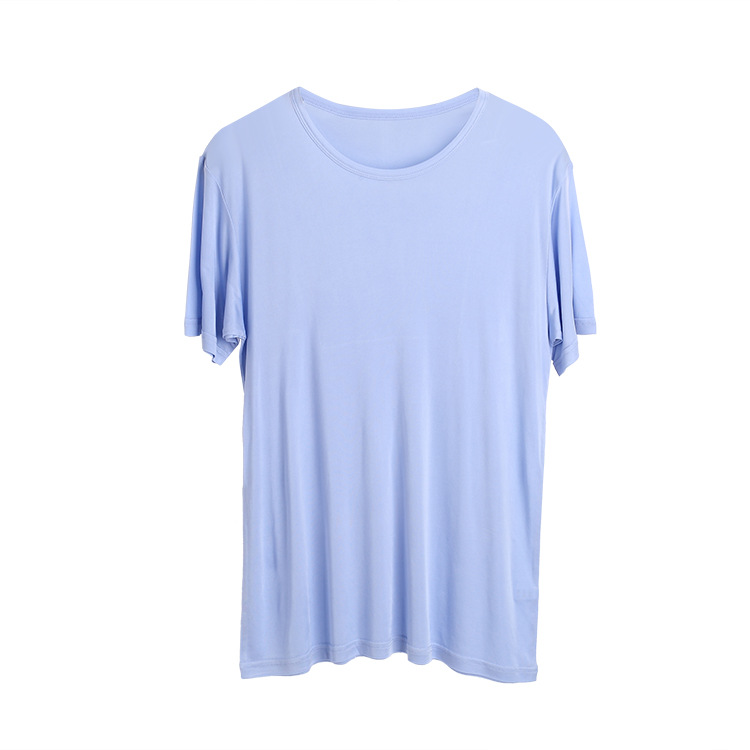 Mulberry Silk Pajamas Men's Spring and Autumn Silk Men's Home Clothes Luxury Knitted Short-sleeved Home T-shirt Comfortable T-shirt