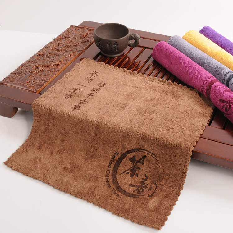 Tea Towel Thickened Absorbent Tea Towel Tea Table Rag Small Square Towel Kung Fu Tea Mat Pot Towel Independent Packaging Fixed Logo