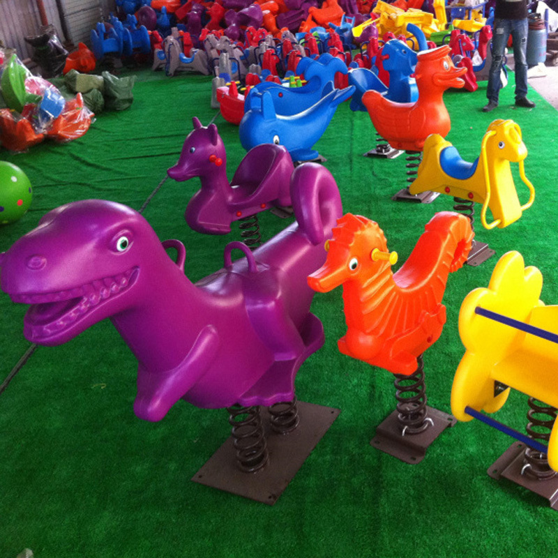 Kindergarten outdoor park community amusement facilities children rocking horse rocking music fixed spring single double Trojan