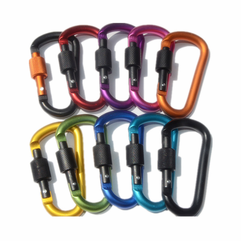 High quality bold 8cm with lock D type mountaineering buckle quick hanging nut buckle hanging buckle aluminum alloy backpack buckle