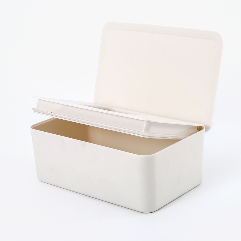 Export simple Japanese style wet towel box with lid sealed mask box disposable wet towel face towel storage box in stock