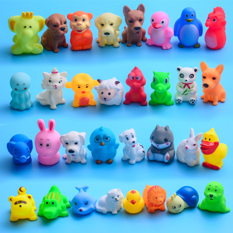 Children's Cartoon Bathing Vinyl Little Yellow Duck Toy Baby Playing in the Water Pinch Music Sound Animal Stall Manufacturer Hot Sale
