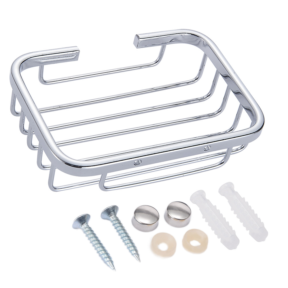 Shengruijia Stainless Steel Small Square Soap Net Soap Dish Rack Soap Box Bathroom Hardware Pendant Cross-Border Supply