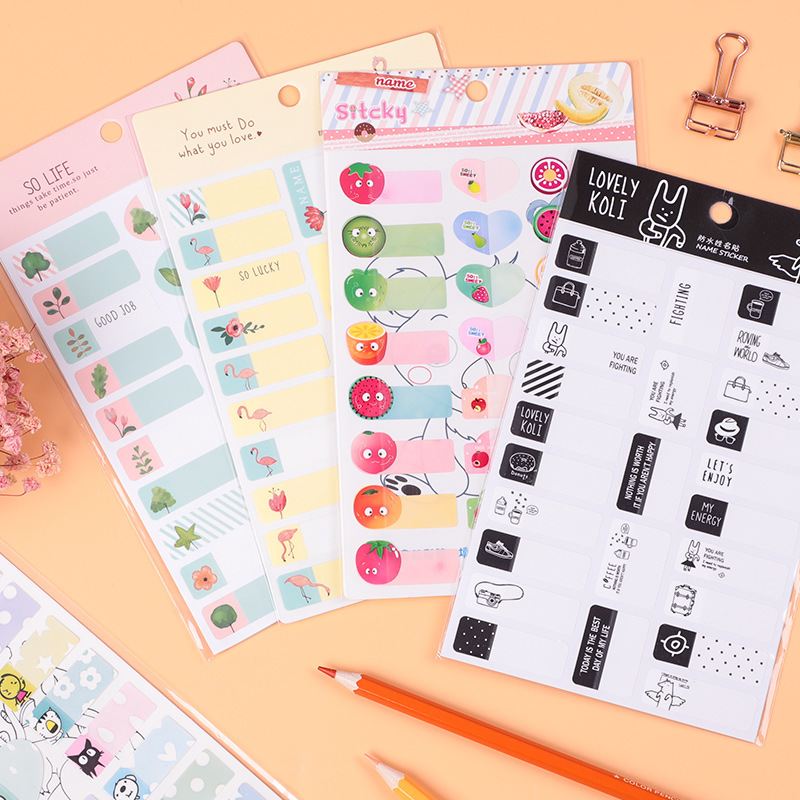 Creative children's cartoon name stickers waterproof self-adhesive label stickers handwritten Flamingo stickers label classification paste