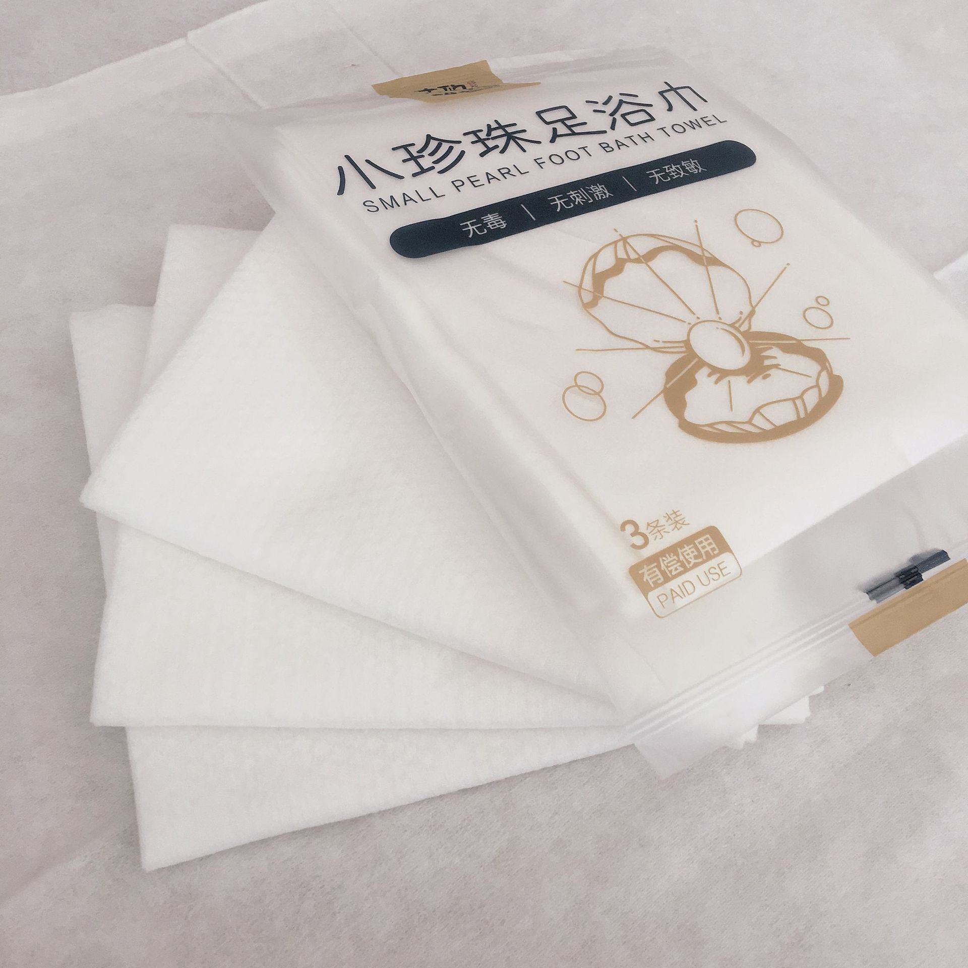 Одноразовые полотенца для ног Pan Creek с перламутровым узором, набор из 3 штук, для ванн, маникюра, красоты и волос