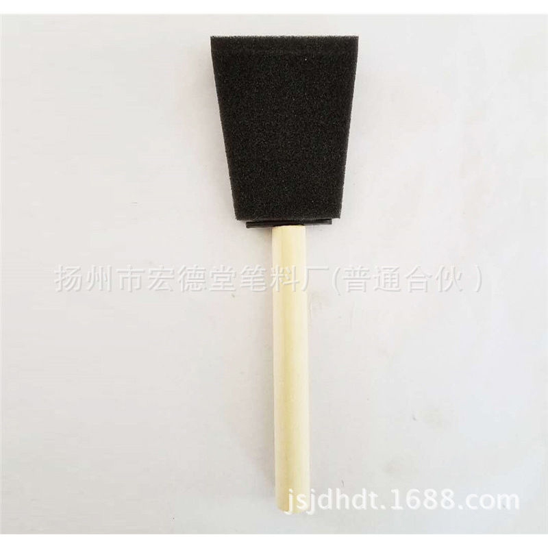 Cross-Border Wooden Handle Black Sponge Brush Kidsren's DIY Graffiti Sponge Multi-Specification Painting Sponge Brush Spot Wholesale