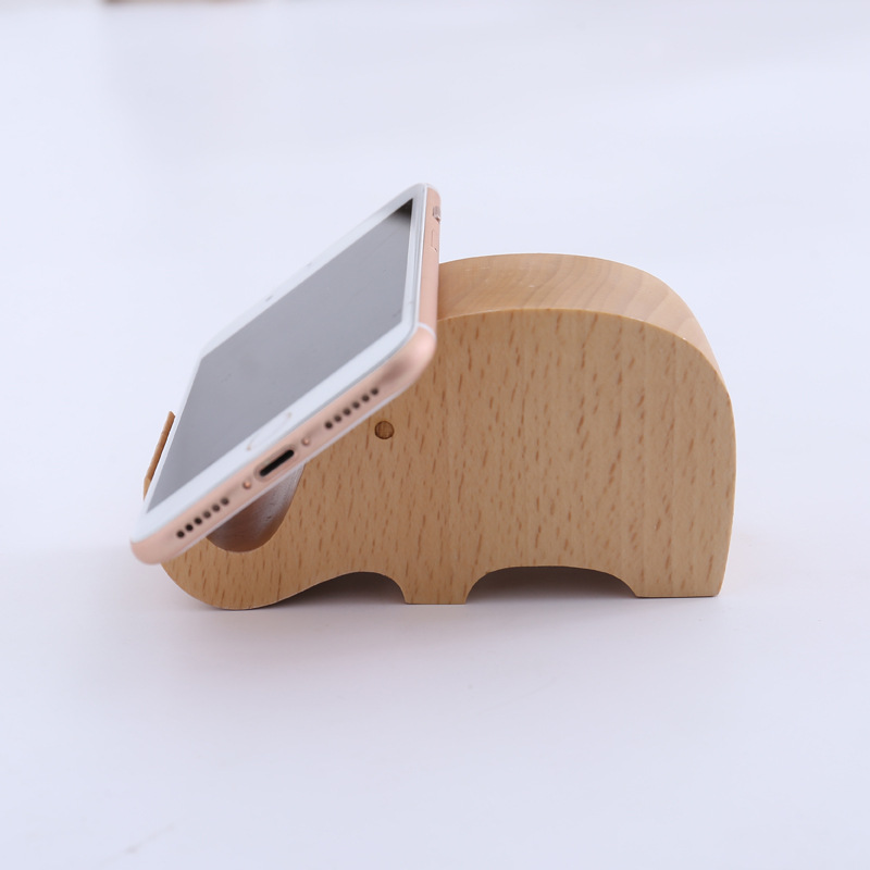 Ленивый деревянный держатель для мобильного телефона с мультяшным слоном из массива дерева оптовая резьба