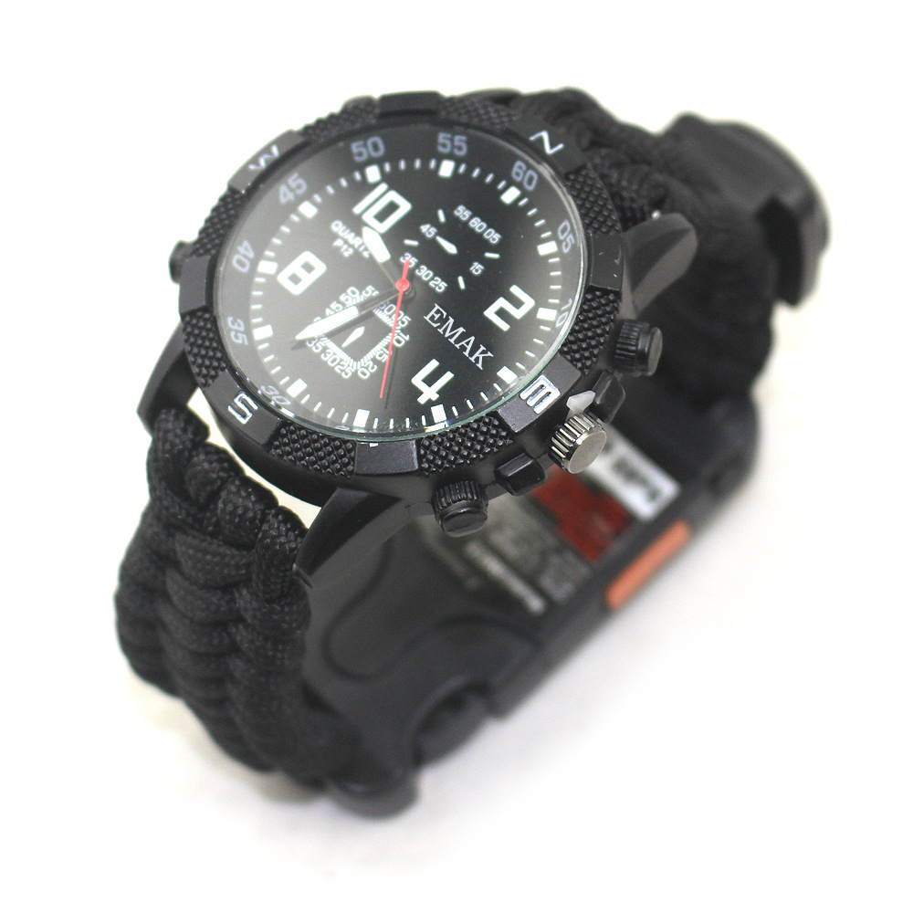 Outdoor Survival Outdoor Mountaineering and Rock Climbing Travel Men's Watch Multi-Function Sosled Light Laser Paracord Watch