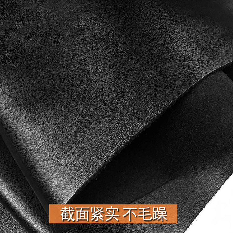 Special price first layer cowhide nappa jilt fine grain leather fabric stock black shoe bag leather fabric cheap promotion
