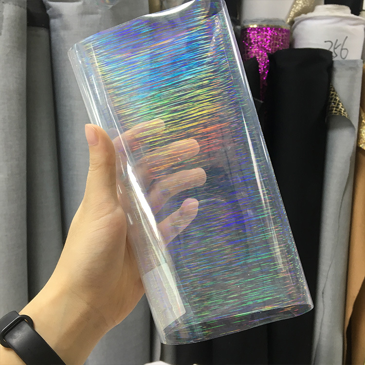 Factory Direct Sales of 0.4mm Laser Transparent Pvc Film, Iridescent Transparent Material for Handbags, Luggage, Shoe Materials, Crafts, Etc