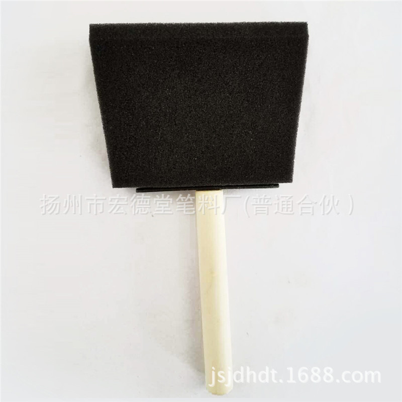 Кросс-бордерная черная губка с деревянной ручкой для детей, многофункциональная губка для рисования, оптовая продажа