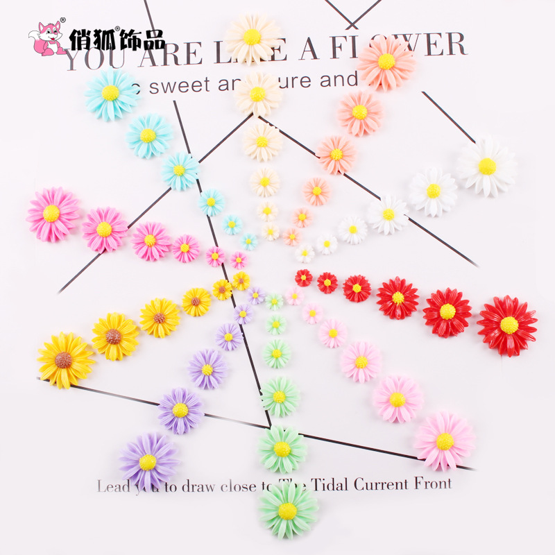 Cross-Border Resin Sunflower DIY Cream Mobile Phone Case Accessories Kidsren's Hair Accessories Daisy Flower Decoration Materials